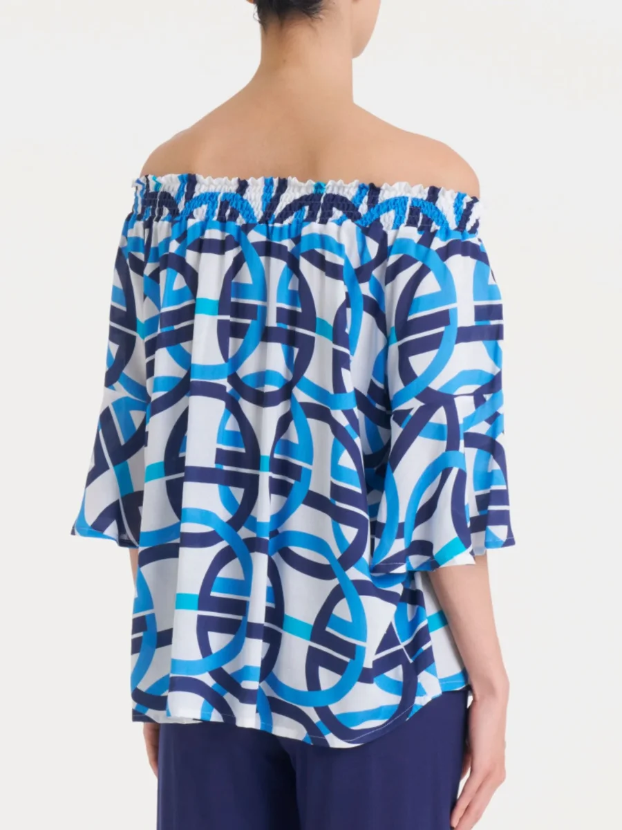 Maglietta arricciata con fantasia in EcoSeta - Fant.Bianco - immagine 4