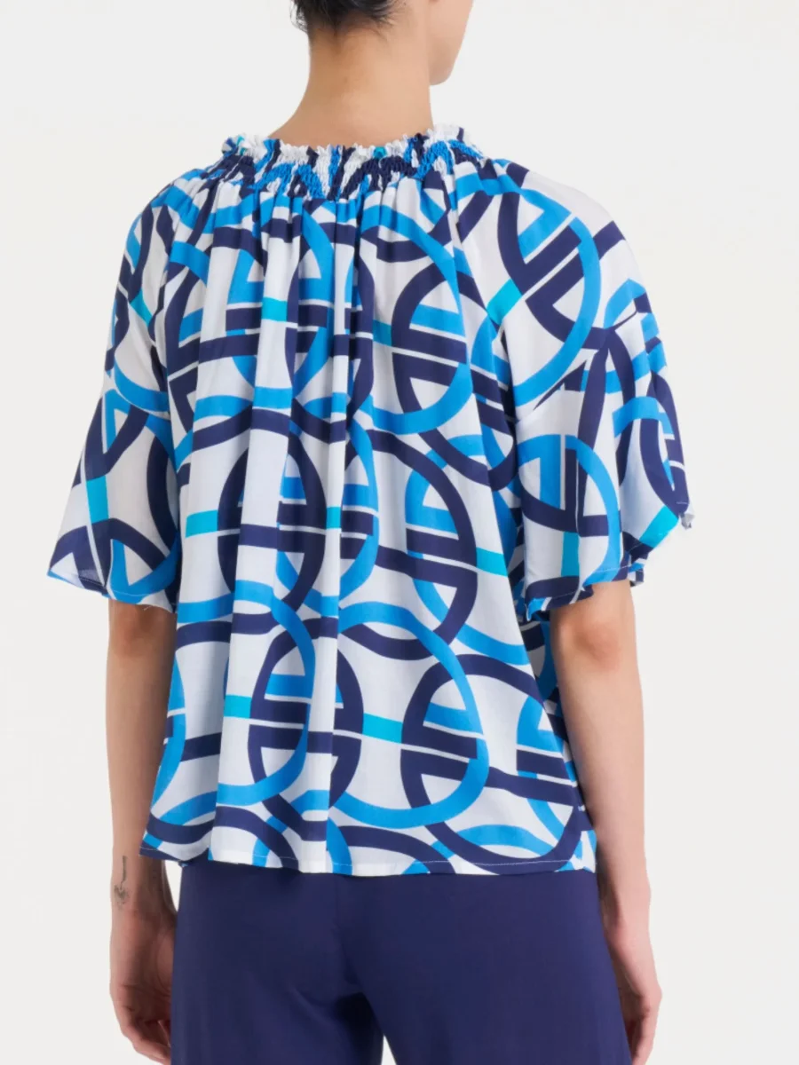 Maglietta arricciata con fantasia in EcoSeta - Fant.Bianco - immagine 5