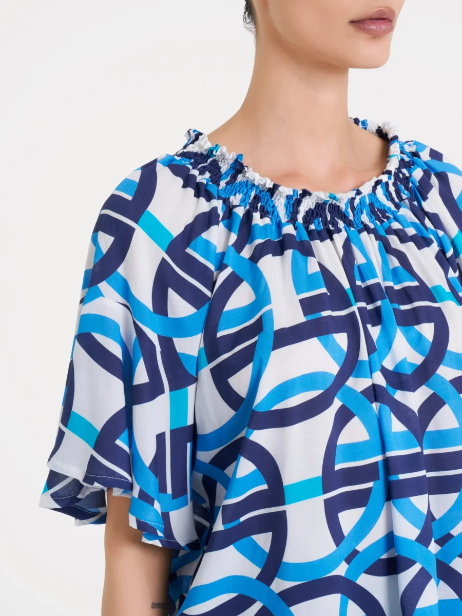 Maglietta arricciata con fantasia in EcoSeta - Fant.Bianco - immagine 6