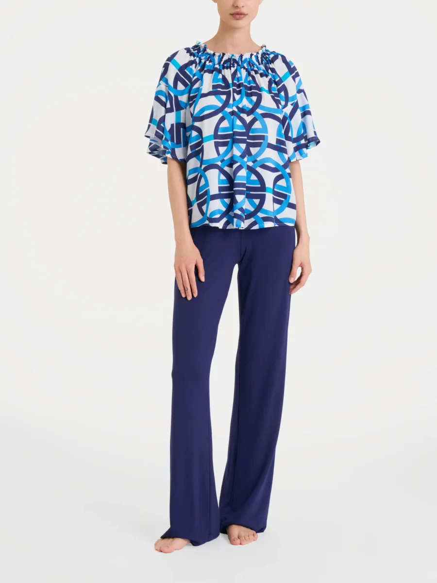 Maglietta arricciata con fantasia in EcoSeta - Fant.Bianco - immagine 7