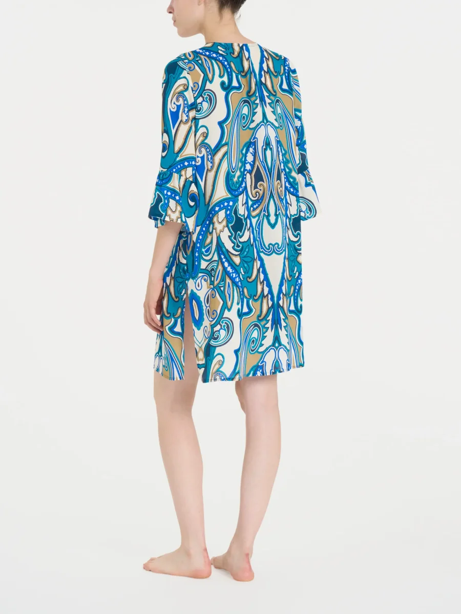 Caftano con manica 3/4 in Ecoseta - Fant. Dazzling Blue - immagine 3