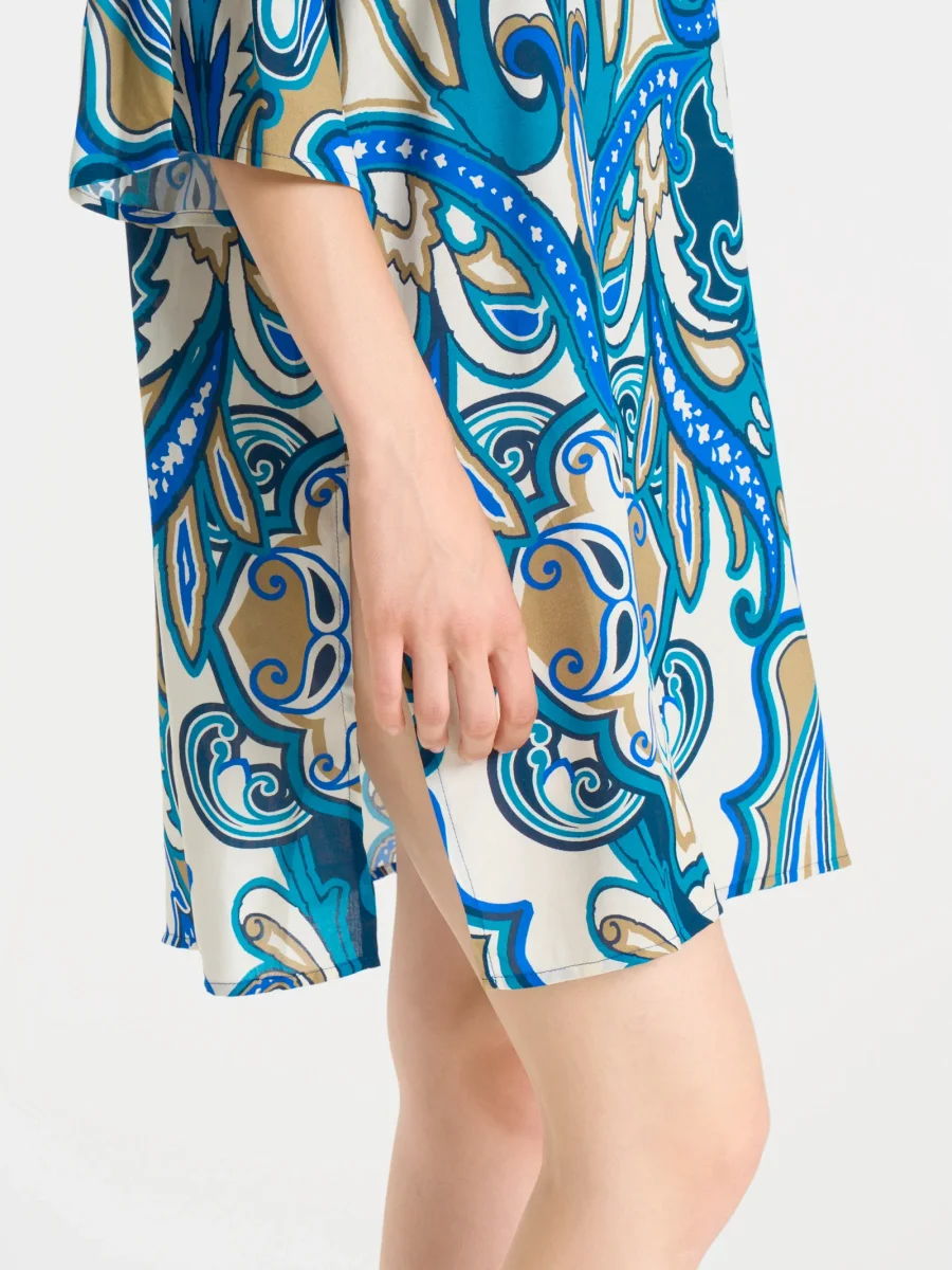 Caftano con manica 3/4 in Ecoseta - Fant. Dazzling Blue - immagine 4