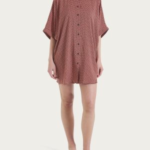 Chemisier con manica kimono e fantasia in EcoSeta - Fant. Spice Route