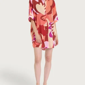 Chemisier con manica kimono e fantasia in EcoSeta - Fant. Brandy Snifter