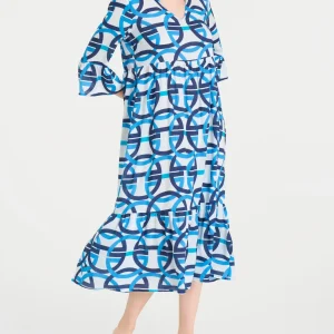 Abito lungo con manica 3/4 in Ecoseta - Fant.Bianco