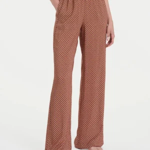 Pantalone ampio con arricciatura in fantasia in Ecoseta - Fant. Spice Route