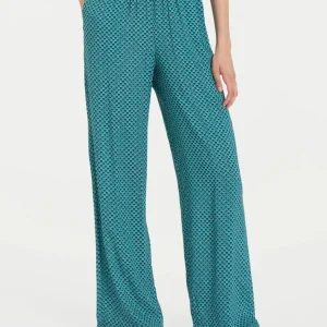 Pantalone ampio con arricciatura in fantasia in Ecoseta - Fant. Bayou