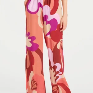 Pantalone ampio con arricciatura in fantasia in Ecoseta - Fant. Brandy Snifter