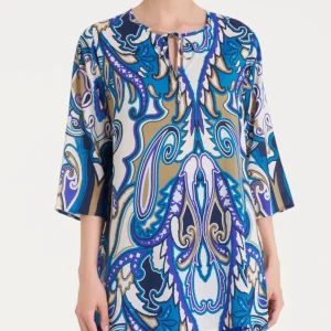 Blusa lunga con manica 3/4 in Ecoseta - Fant. Dazzling Blue