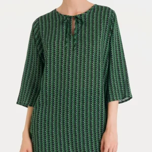 Blusa lunga con manica 3/4 in Ecoseta - Fant. Artichoke Green
