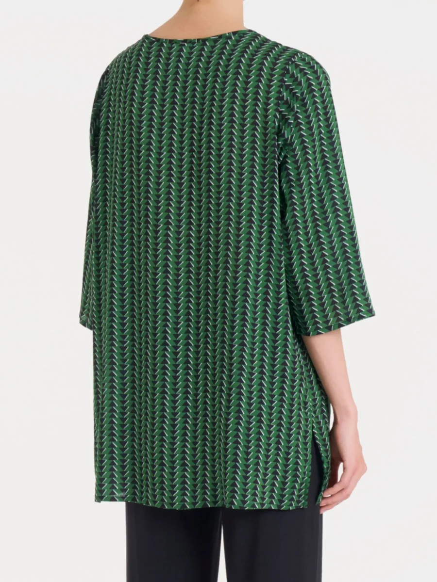 Blusa lunga con manica 3/4 in Ecoseta - Fant. Artichoke Green - immagine 3