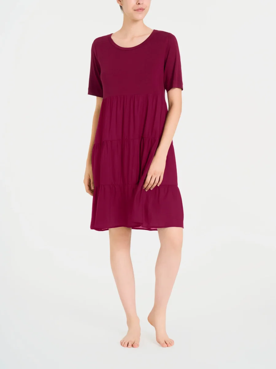 Vestito svasato a balze in misto viscosa - Rhododendron