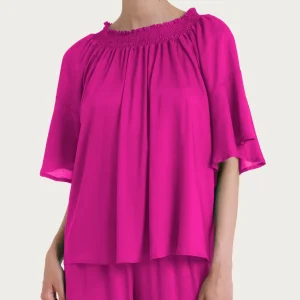 Maglietta arricciata in EcoSeta - Wild Aster