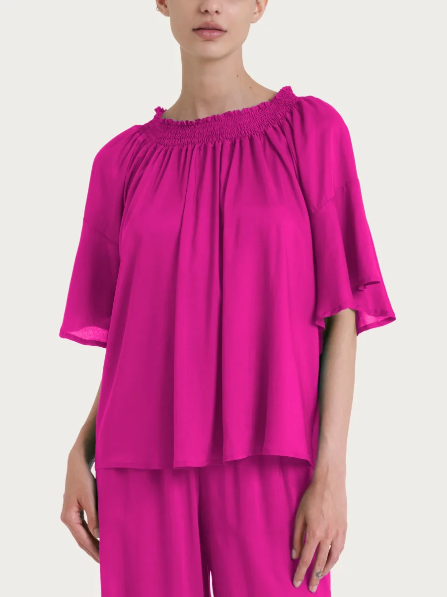 Maglietta arricciata in EcoSeta - Wild Aster