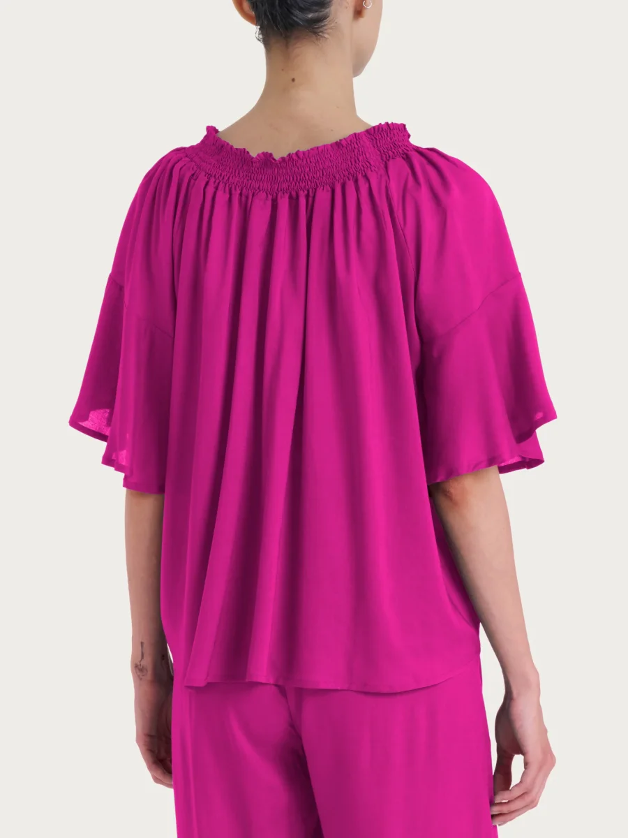 Maglietta arricciata in EcoSeta - Wild Aster - immagine 3