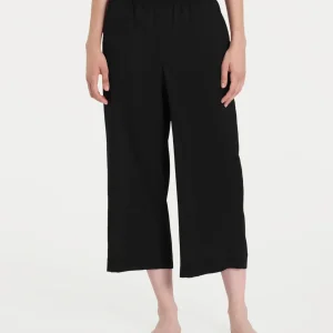 Pantalone ampio pinocchietto in Ecoseta - Nero