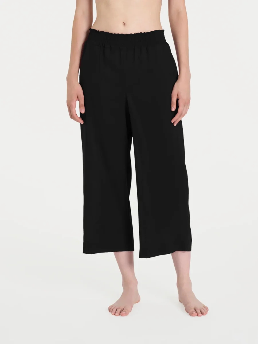 Pantalone ampio pinocchietto in Ecoseta - Nero - immagine 2