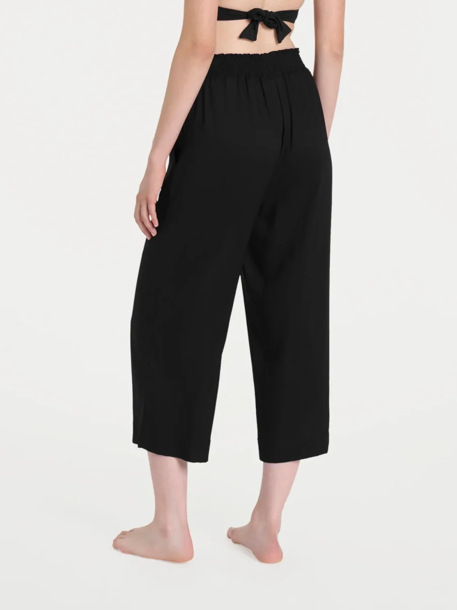 Pantalone ampio pinocchietto in Ecoseta - Nero - immagine 3
