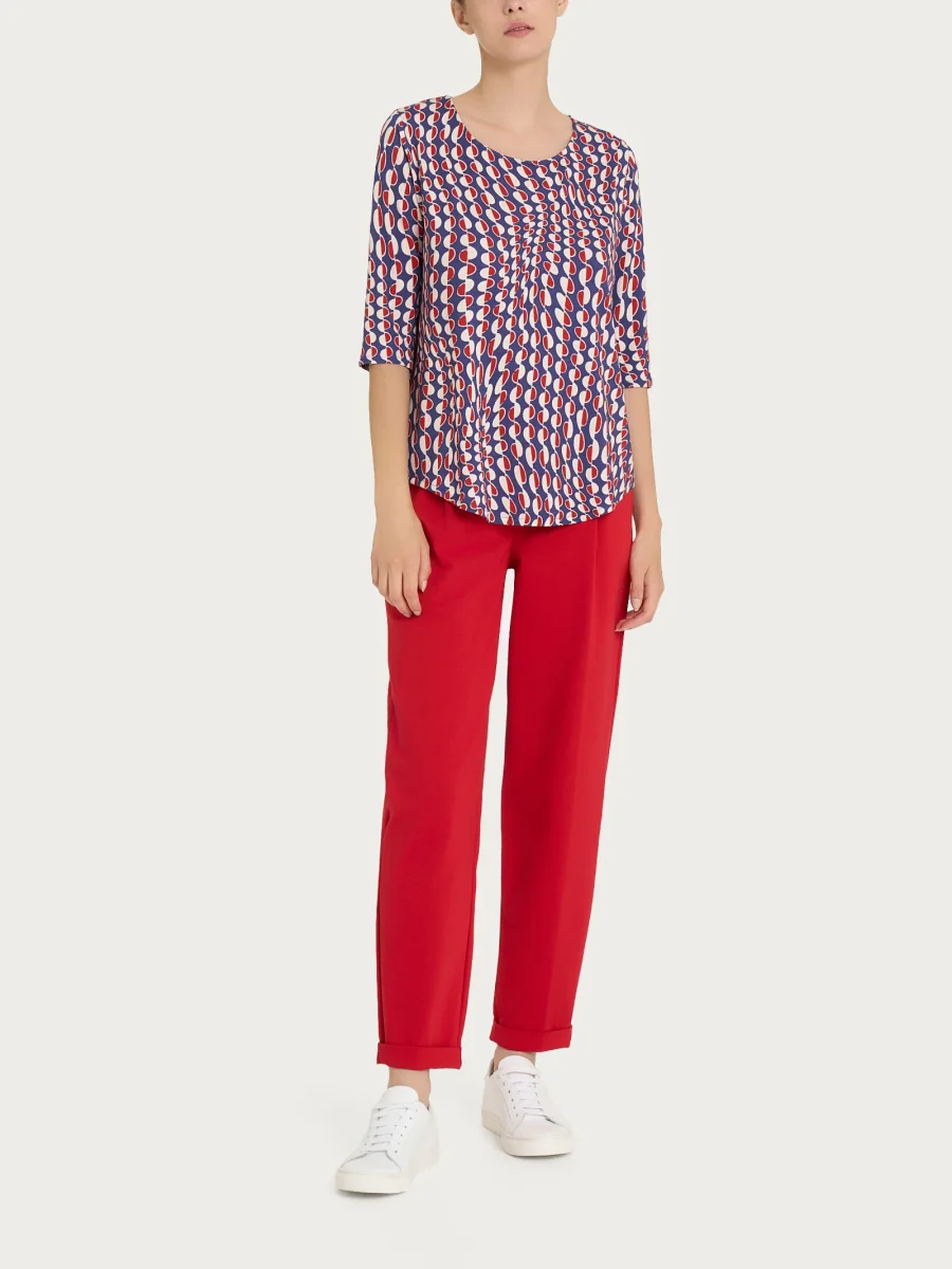 Maglietta girocollo con waves pattern in Crêpe - Fant. Blueberry - immagine 5