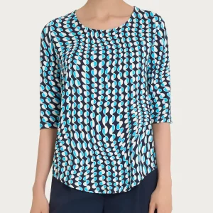 Maglietta girocollo con waves pattern in Crêpe  - Fant. Aquarius