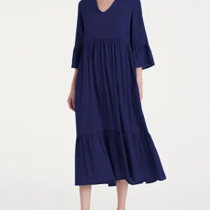 Abito lungo con balze in Ecoseta - Copiativo