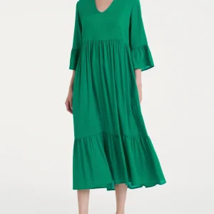 Abito lungo con balze in Ecoseta - Bayou