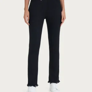 Jeans sfrangiato dritto con tasche in Light denim  - Nero