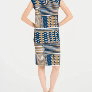 Abito smanicato con geometric pattern in Viscosa Summer - Fant. Indian Tan