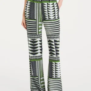 Pantalone ampio con geometric pattern in Viscosa Summer - Fant. Artichoke Green