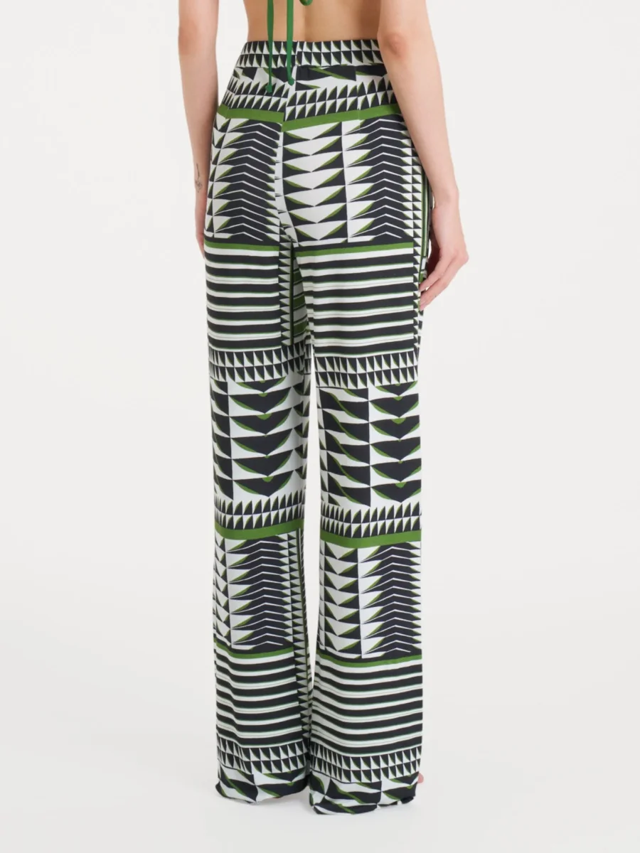 Pantalone ampio con geometric pattern in Viscosa Summer - Fant. Artichoke Green - immagine 3