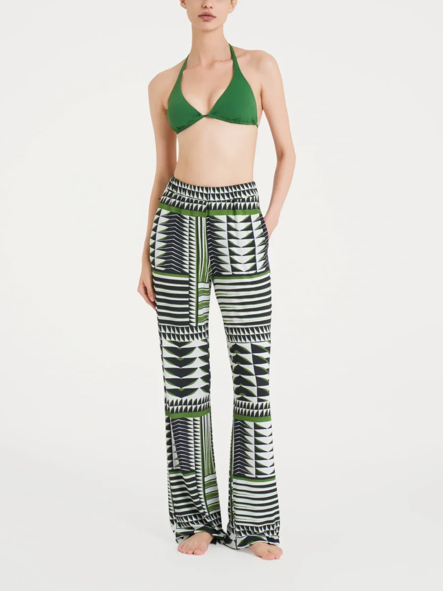Pantalone ampio con geometric pattern in Viscosa Summer - Fant. Artichoke Green - immagine 5