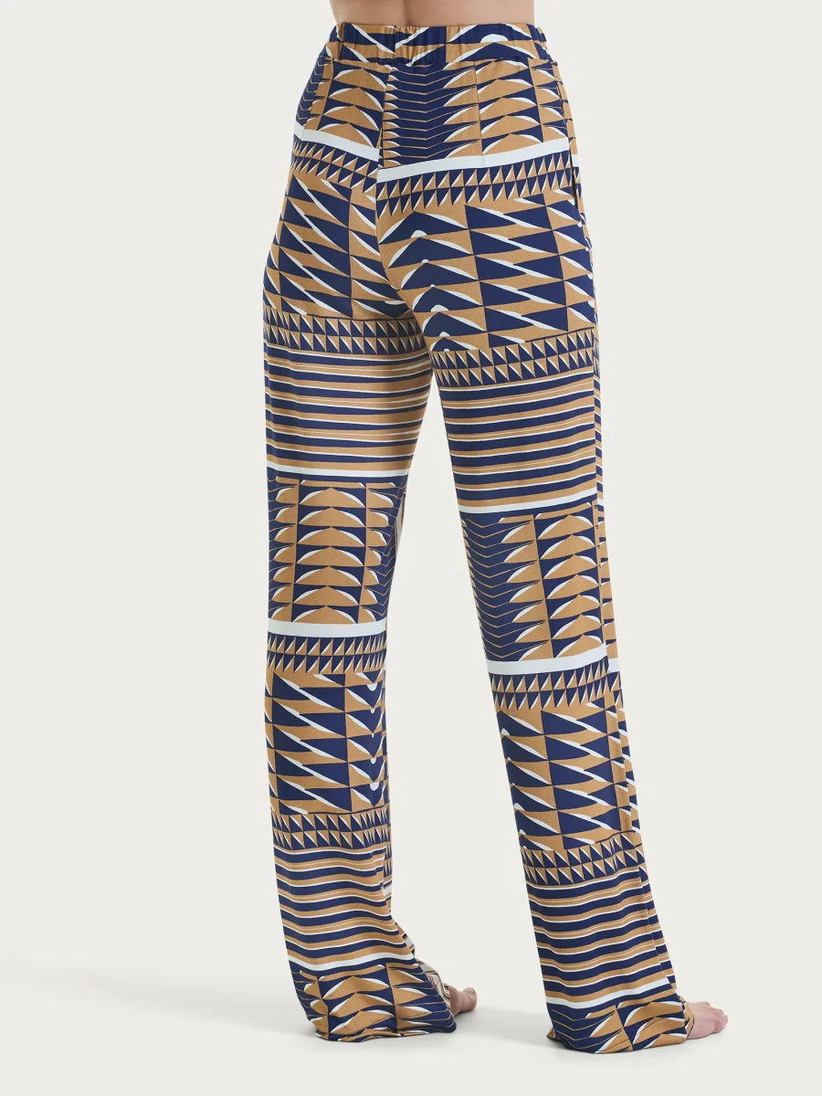 Pantalone ampio con geometric pattern in Viscosa Summer - Fant. Indian Tan - immagine 3