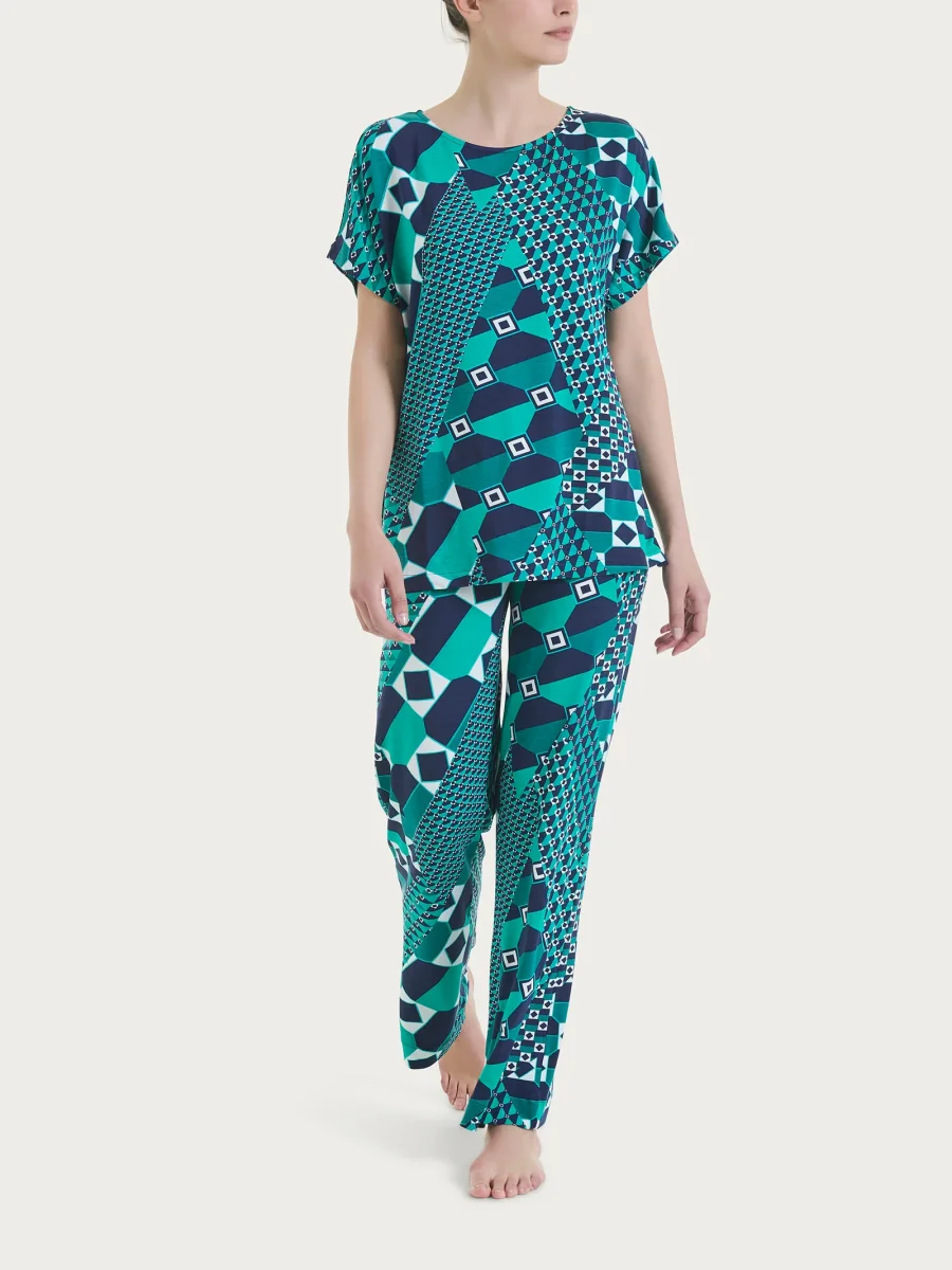 Pantalone ampio con geometric pattern in Viscosa Summer - Fant. Bayou - immagine 5