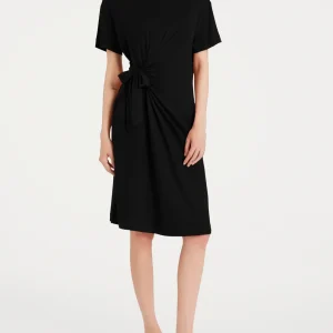 Abito tinta unita con nodo in Viscosa Summer  - Nero