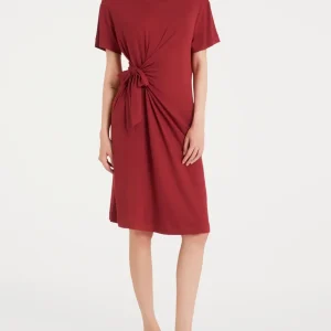 Abito tinta unita con nodo in Viscosa Summer  - Brandy Snifter