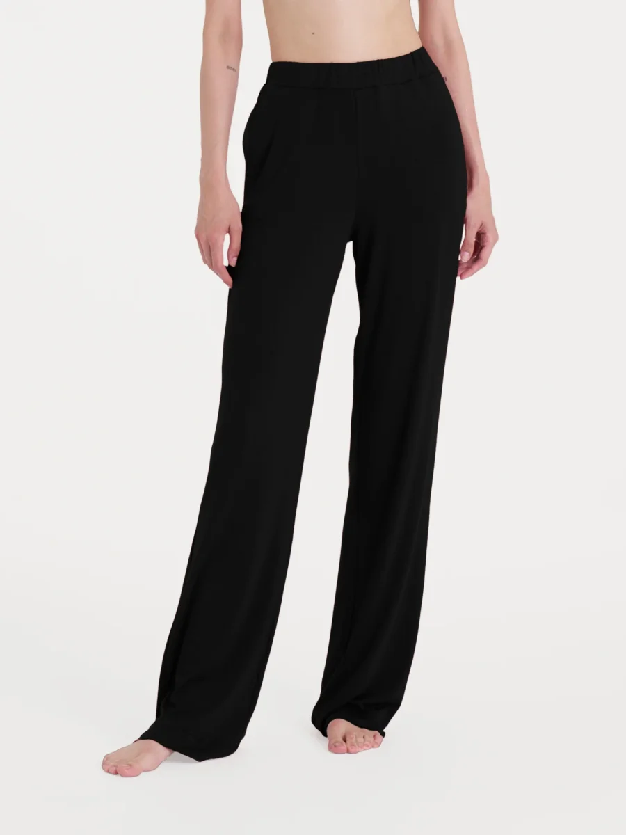 Pantalone ampio tinta unita in Viscosa Summer - Nero - immagine 2