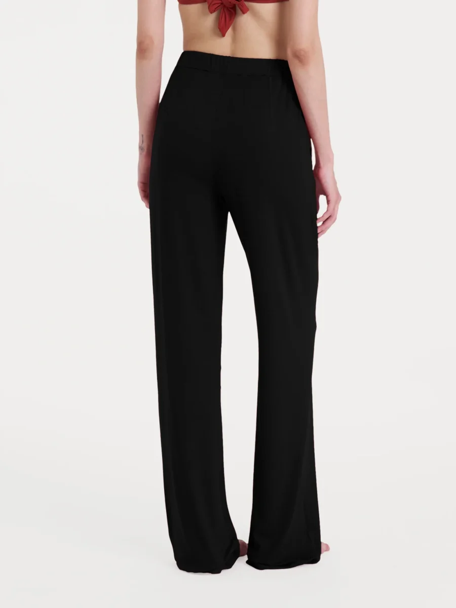 Pantalone ampio tinta unita in Viscosa Summer - Nero - immagine 3