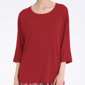 Maglietta tinta unita con manica 3/4 in Viscosa Summer  - Brandy Snifter