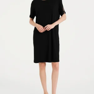 Abito con manica corta e dettagli in Viscosa Summer - Nero