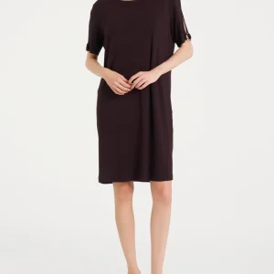 Abito con manica corta e dettagli in Viscosa Summer - Chicory Coffee