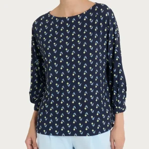 Maglietta con manica ampia 3/4 in jersey di viscosa Crêpe - Fant.Bleu