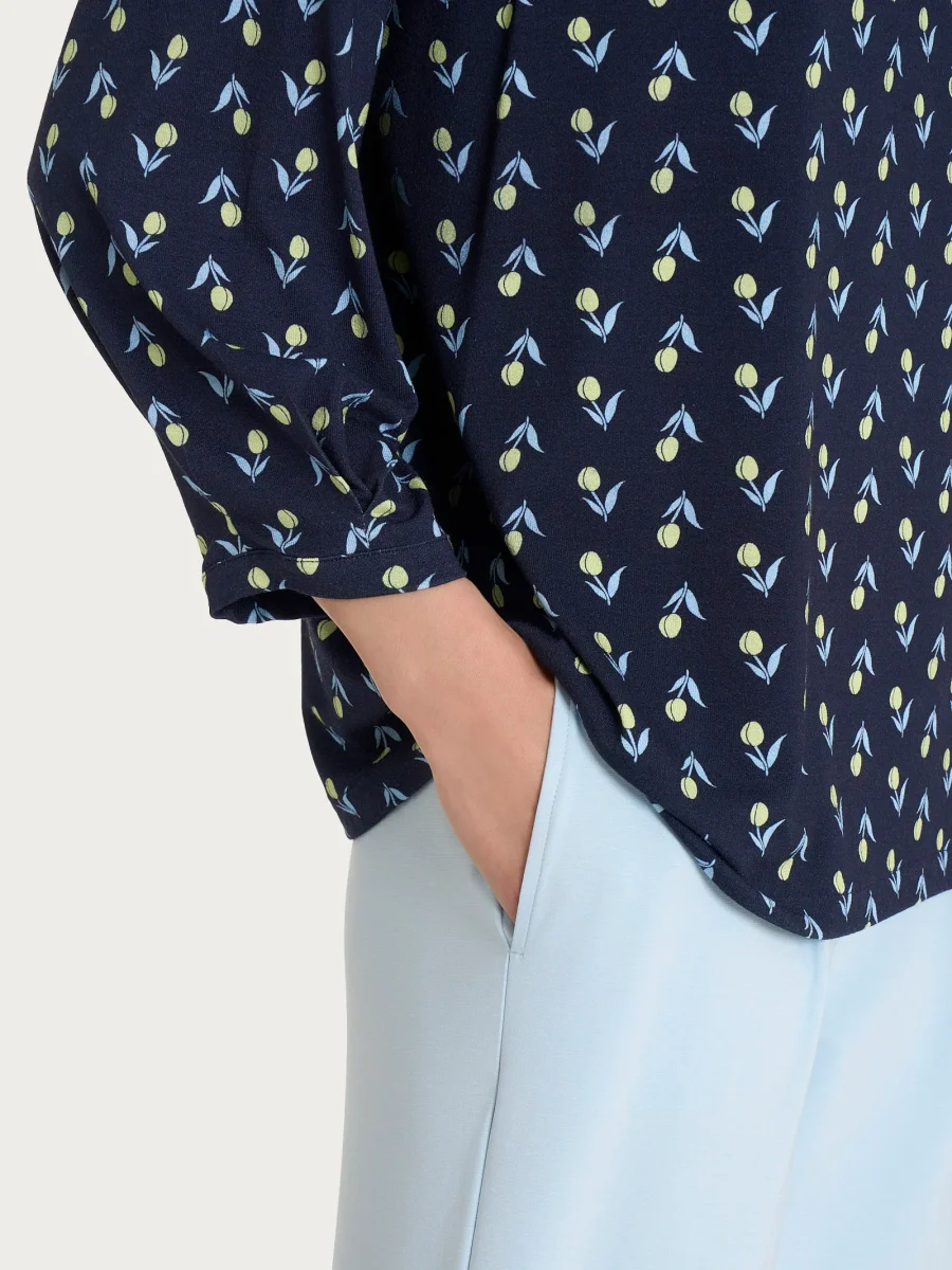 Maglietta con manica ampia 3/4 in jersey di viscosa Crêpe - Fant.Bleu - immagine 5