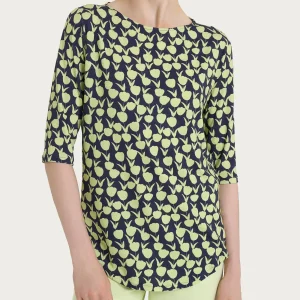 Maglietta a barchetta con tulips pattern in jersey di viscosa Crêpe - Fant. Shadow Lime