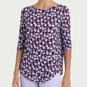 Maglietta a barchetta con tulips pattern in jersey di viscosa Crêpe - Fant. Thistle