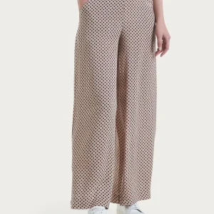 Pantalone a palazzo con tasche e micro pattern in Ecoseta - Fant.Nero