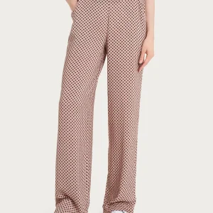 Pantalone ampio con tasche e micro pattern in Ecoseta  - Fant.Nero