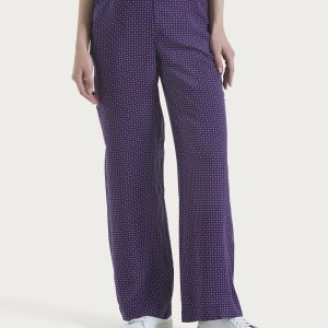 Pantalone ampio con tasche e micro pattern in Ecoseta  - Fant. Salsa