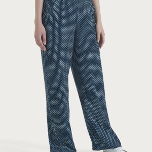 Pantalone ampio con tasche e micro pattern in Ecoseta  - Fant. Aquarius