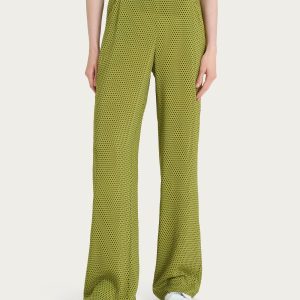 Pantalone ampio con tasche e hexagon pattern in Ecoseta  - Fant. Sphagnum