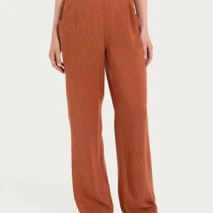 Pantalone ampio con tasche e hexagon pattern in Ecoseta  - Fant. Red Ochre